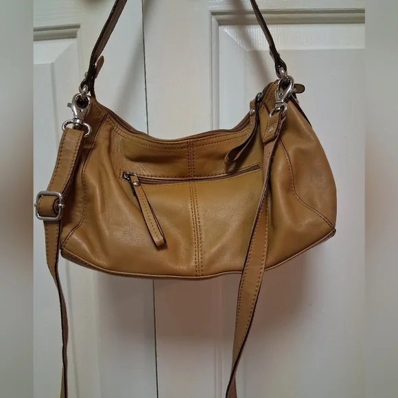 Tignanello Tan Leather Shoulder Bag With Crossbody Strap - Picture 13 of 13
